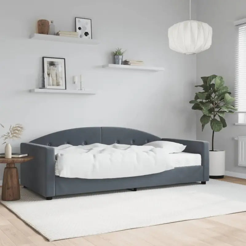 Massief hout dagbed met modern ontwerp voor woonkamer en slaapkamer - Donkergrijs / 90 x 190 cm / met matras - Bedden &