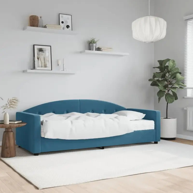 Massief hout dagbed met modern ontwerp voor woonkamer en slaapkamer - Blauw / 80 x 200 cm / met matras - Bedden &