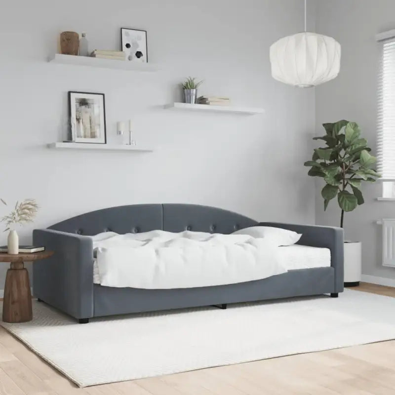 Massief hout dagbed met modern ontwerp voor woonkamer en slaapkamer - Donkergrijs / 100 x 200 cm / met matras - Bedden