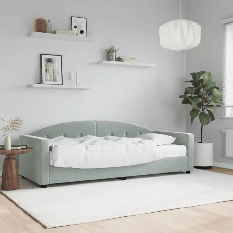 Massief hout dagbed met modern ontwerp voor woonkamer en slaapkamer - Lichtgrijs / 80 x 200 cm / met matras - Bedden &