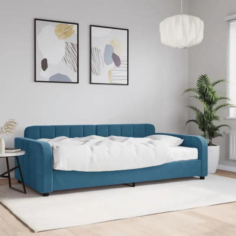 Massief hout dagbed met modern ontwerp voor woonkamer of slaapkamer - Blauw / 100 x 200 cm / met matras - Bedden &