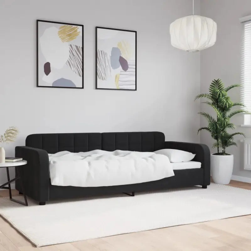 Massief hout dagbed met modern ontwerp voor woonkamer of slaapkamer - Zwart / 80 x 200 cm / zonder matras - Bedden &