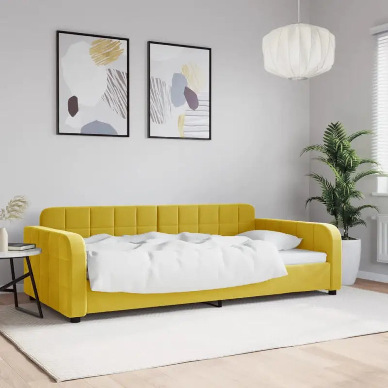 Massief hout dagbed met modern ontwerp voor woonkamer of slaapkamer - Geel / 100 x 200 cm / zonder matras - Bedden &
