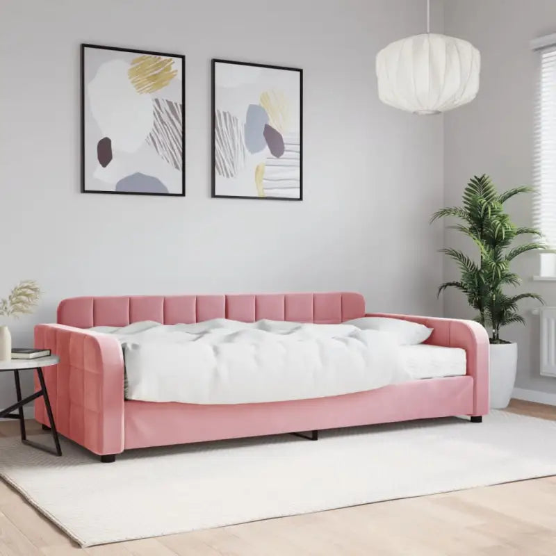 Massief hout dagbed met modern ontwerp voor woonkamer of slaapkamer - Roze / 100 x 200 cm / met matras - Bedden &