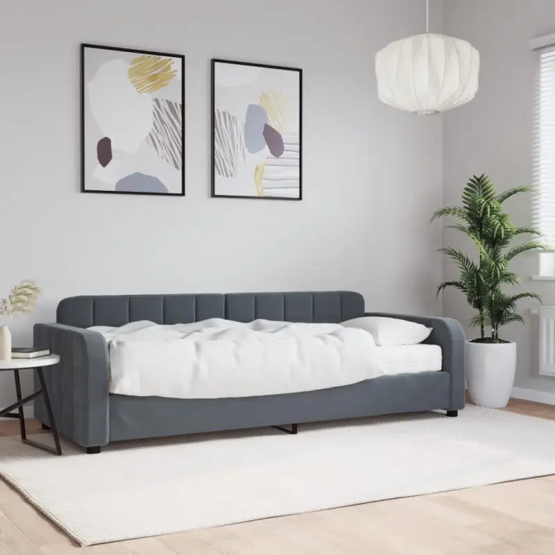 Massief hout dagbed met modern ontwerp voor woonkamer of slaapkamer - Donkergrijs / 80 x 200 cm / met matras - Bedden &