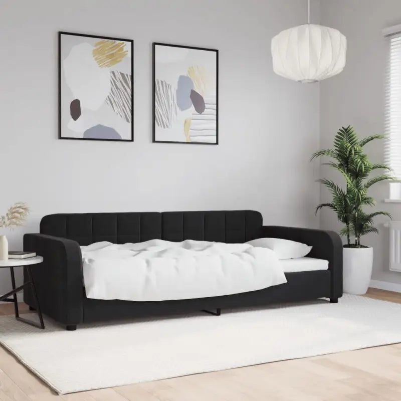 Massief hout dagbed met modern ontwerp voor woonkamer of slaapkamer - Zwart / 90 x 200 cm / zonder matras - Bedden &