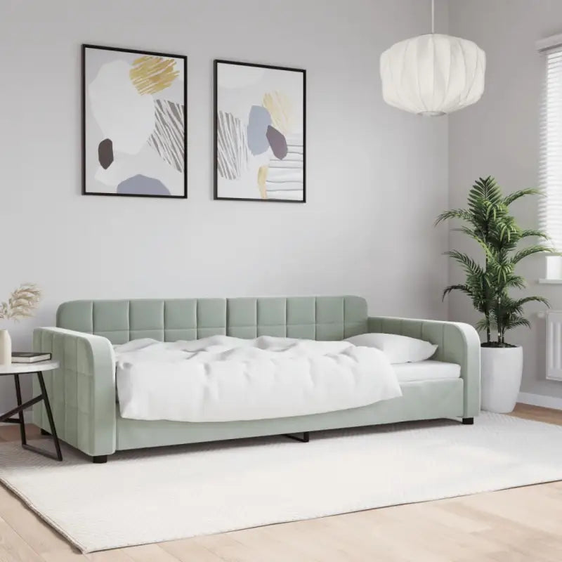 Massief hout dagbed met modern ontwerp voor woonkamer of slaapkamer - Lichtgrijs / 90 x 200 cm / zonder matras - Bedden