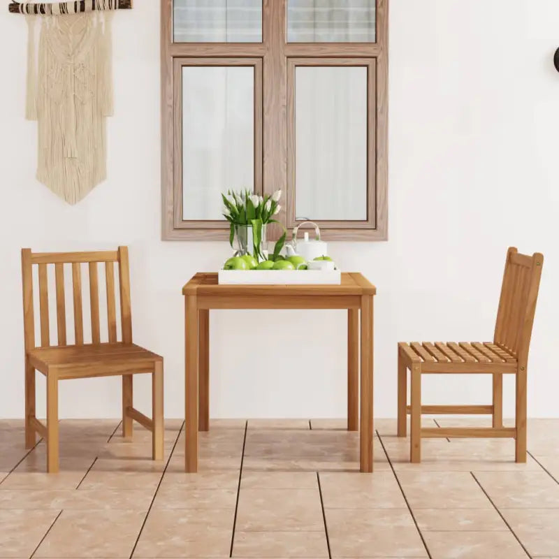 Massief houten tuinset met fijn geschuurd afwerking inclusief levering - 80 cm tafellengte / 2x stoel + tafel - Tuinsets