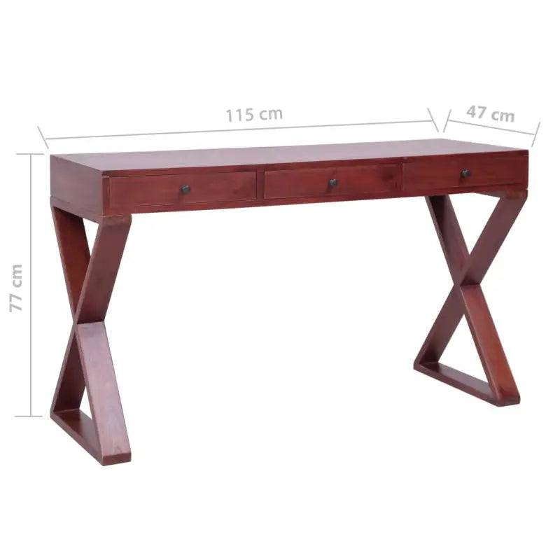 Massief mahoniehout bureau met bruine afwerking en tijdloos design - Bruin / 115 x 47 x 77 cm - Bureaus