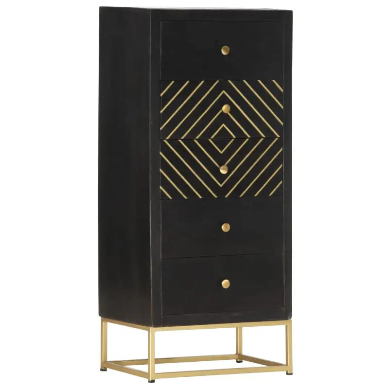 Massief mangohout houten lockerkast als uniek meubelstuk - Zwart en goud / 1 - Opbergkasten & lockerkasten