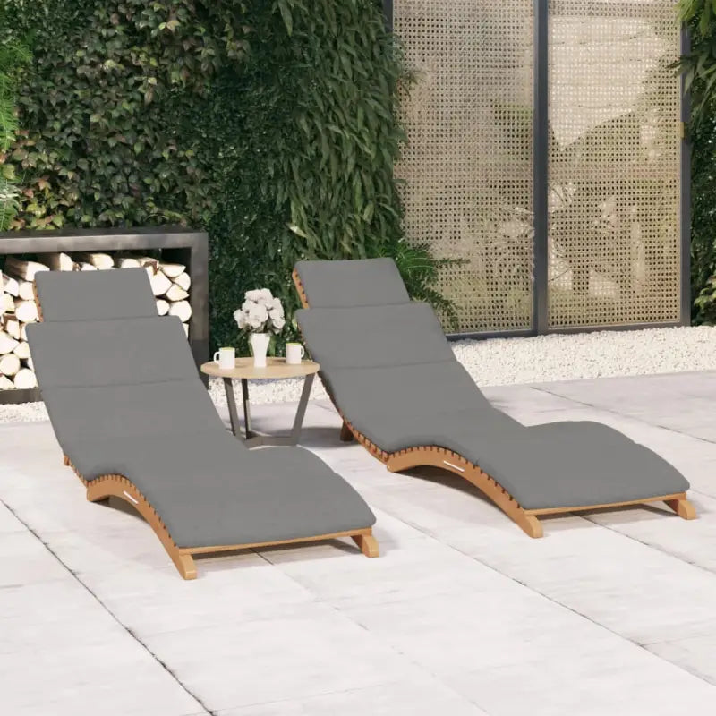 Massief teakhout ligstoelen met ergonomisch gebogen ontwerp en verstelbare rugleuning - Grijs / 2 - Ligstoelen