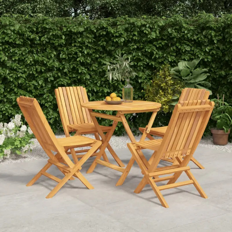 Massief teakhout tuinset voor een comfortabele ervaring met gelat ontwerp - Zonder armleuning / Rond - Tuinsets