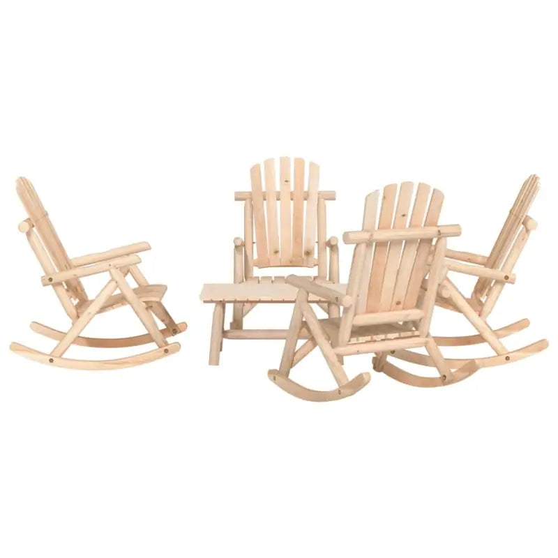 Massief Vurenhout Loungeset voor buiten comfortabel en duurzaam - Naturel / 4x armstoel + tafel - Tuinsets