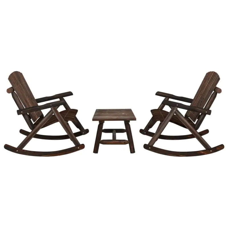 Massief Vurenhout Loungeset voor buiten comfortabel en duurzaam - Donkerbruin / Tafel + 2x Bank - Tuinsets