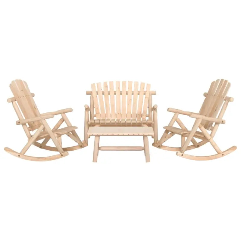 Massief Vurenhout Loungeset voor buiten comfortabel en duurzaam - Naturel / 2x Fauteuil + Bank + Tafel - Tuinsets