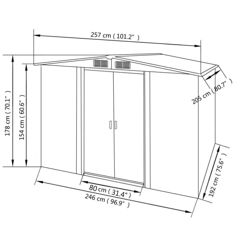 Metaal Tuinberging met ventilatiepunten voor gereedschap en materialen - Tuinhuizen