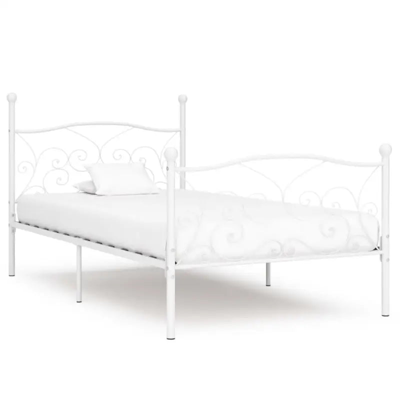 Metalen Bedframe met Massieve Constructie en Comfortabele Lattenbodem - Wit / 90 x 200 cm - Bedden & bedframes