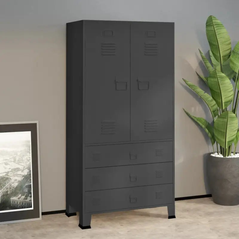 Metalen Kledingkast voor Gemakkelijk Schoon en Industrieel Interieur - Antraciet / 1 - Kledingkasten