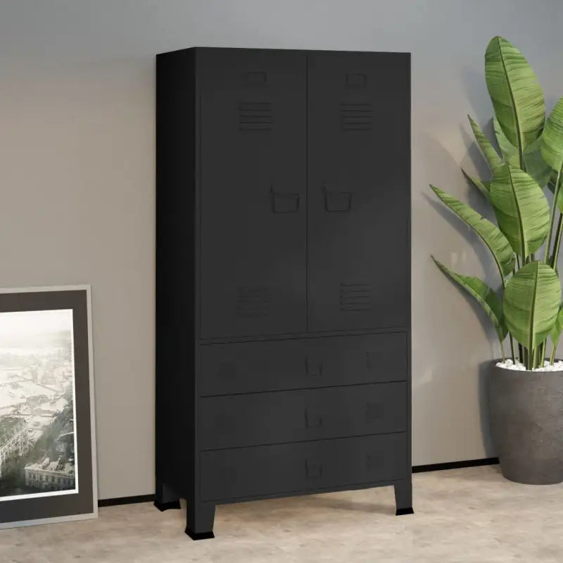 Metalen Kledingkast voor Gemakkelijk Schoon en Industrieel Interieur - Zwart / 1 - Kledingkasten