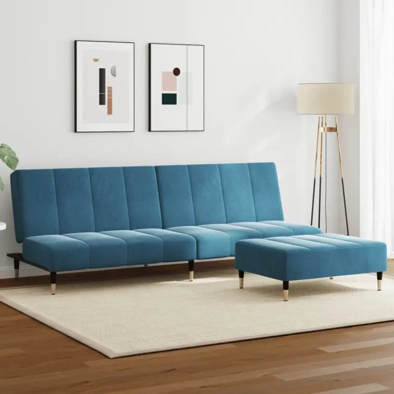 Metalen slaapbank met vulling voor comfortabel overnachten en zitten - Blauw / Zonder armleuning - Banken