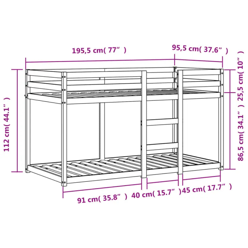 Metalen stapelbed in massief grenenhout voor kinderen jonger - Bedden & bedframes