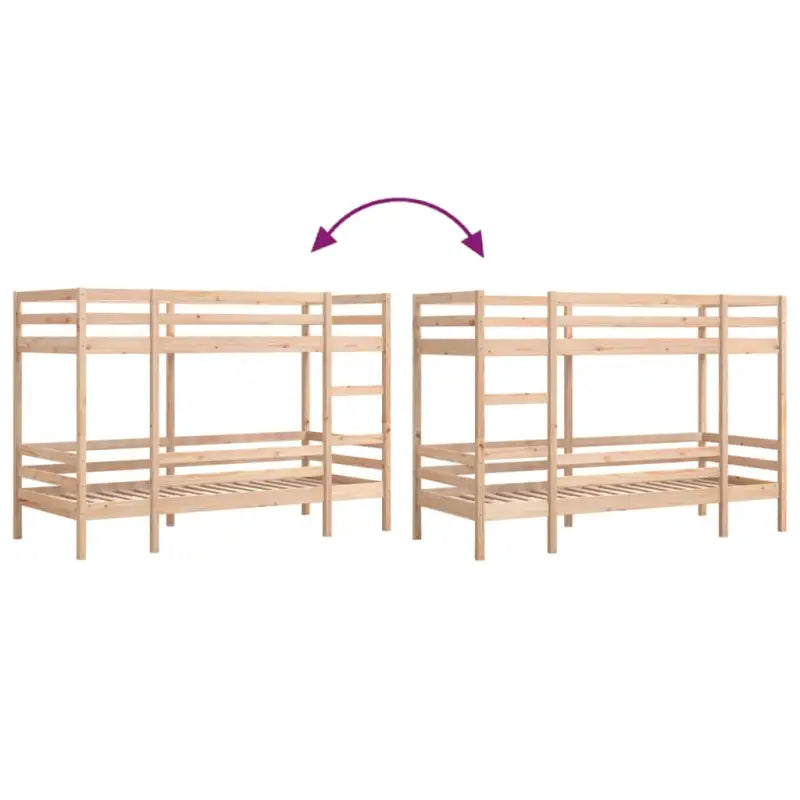 Metalen stapelbed met massief grenenhout voor compacte slaapkamers - Bedden & bedframes