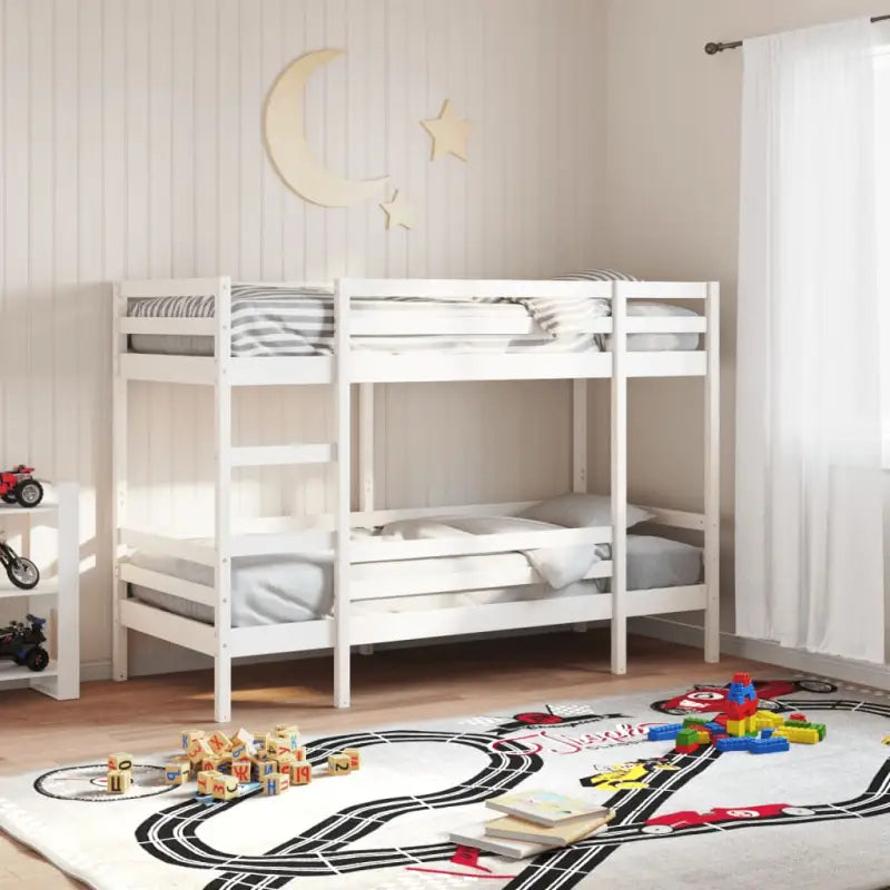 Metalen stapelbed met massief grenenhout voor compacte slaapkamers - Wit / 90 x 200 cm - Bedden & bedframes