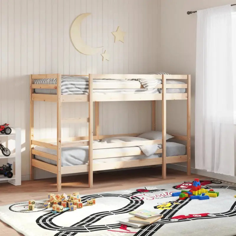 Metalen stapelbed met massief grenenhout voor compacte slaapkamers - Naturel / 80 x 200 cm - Bedden & bedframes