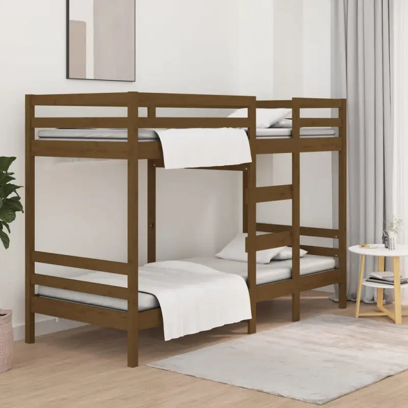 Metalen stapelbed van massief grenenhout met levering bevat - Honingbruin / 90 x 200 cm - Bedden & bedframes