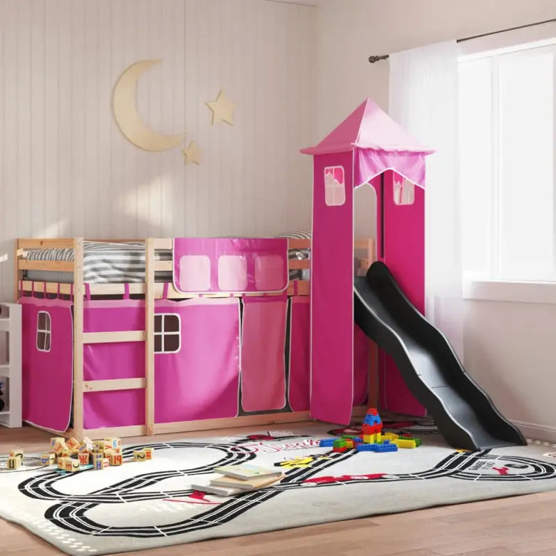 Metalen stapelbed van massief grenenhout voor compacte slaapkamers - Roze / 90 x 190 cm - Bedden & bedframes