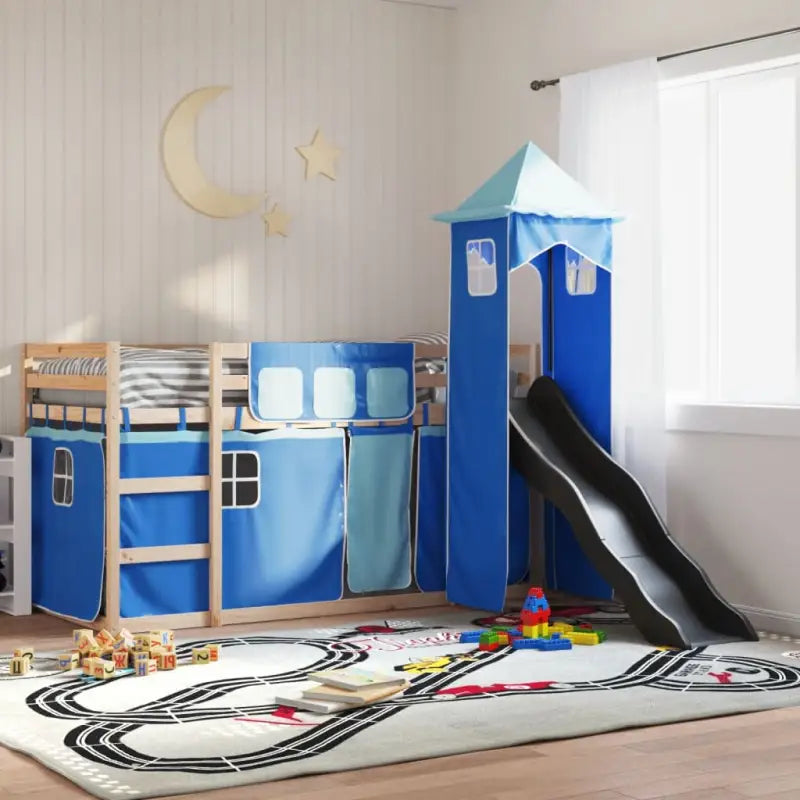 Metalen stapelbed van massief grenenhout voor compacte slaapkamers - Blauw / 80 x 200 cm - Bedden & bedframes