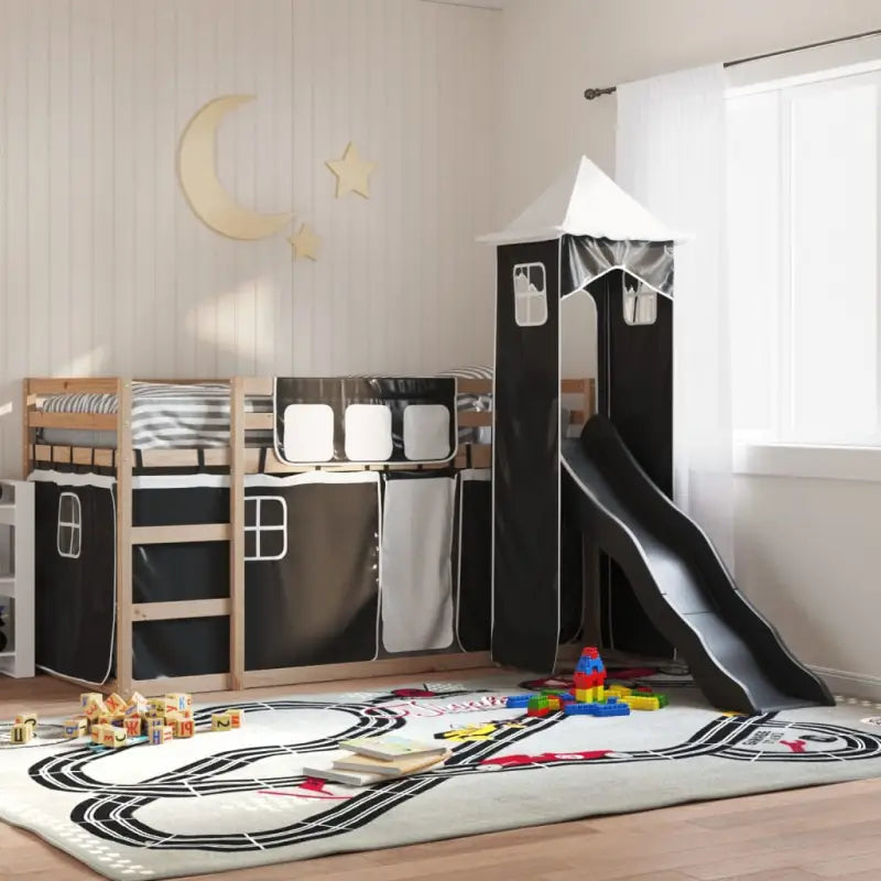 Metalen stapelbed van massief grenenhout voor compacte slaapkamers - Zwart / 90 x 190 cm - Bedden & bedframes