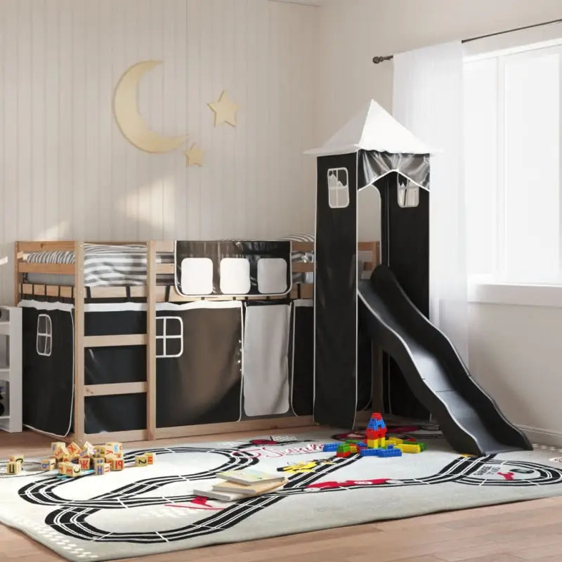 Metalen stapelbed van massief grenenhout voor compacte slaapkamers - Zwart / 90 x 200 cm - Bedden & bedframes