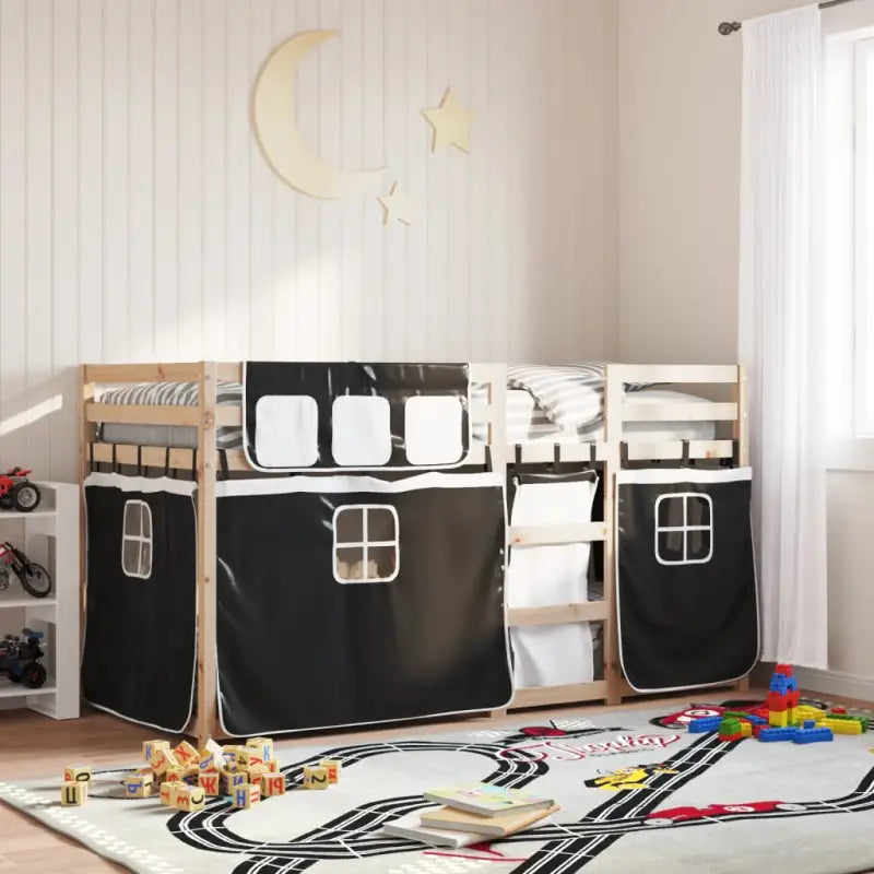 Metalen stapelbed van massief grenenhout voor een compacte kamer - Zwart / 90 x 200 cm - Bedden & bedframes