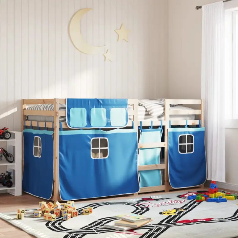 Metalen stapelbed van massief grenenhout voor een compacte kamer - Blauw / 75 x 190 cm - Bedden & bedframes