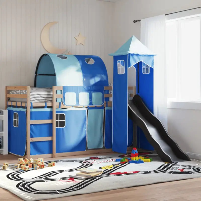 Metalen stapelbed van massief grenenhout voor kleine kamers - Blauw / 90 x 200 cm - Bedden & bedframes