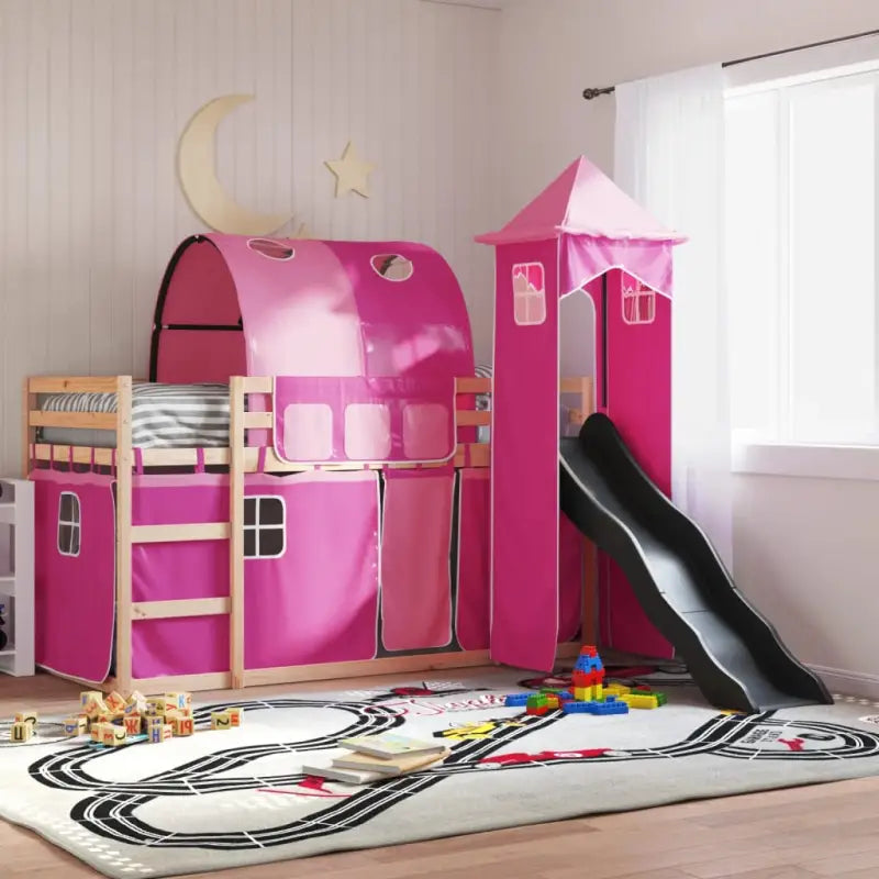 Metalen stapelbed van massief grenenhout voor kleine kamers - Roze / 80 x 200 cm - Bedden & bedframes