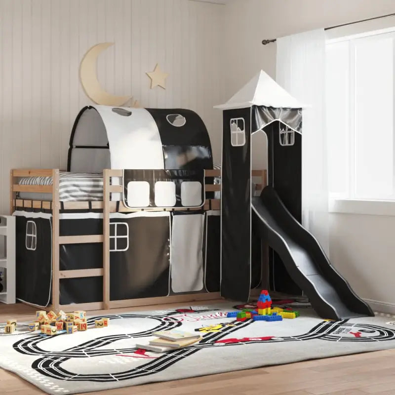 Metalen stapelbed van massief grenenhout voor kleine kamers - Zwart / 90 x 190 cm - Bedden & bedframes