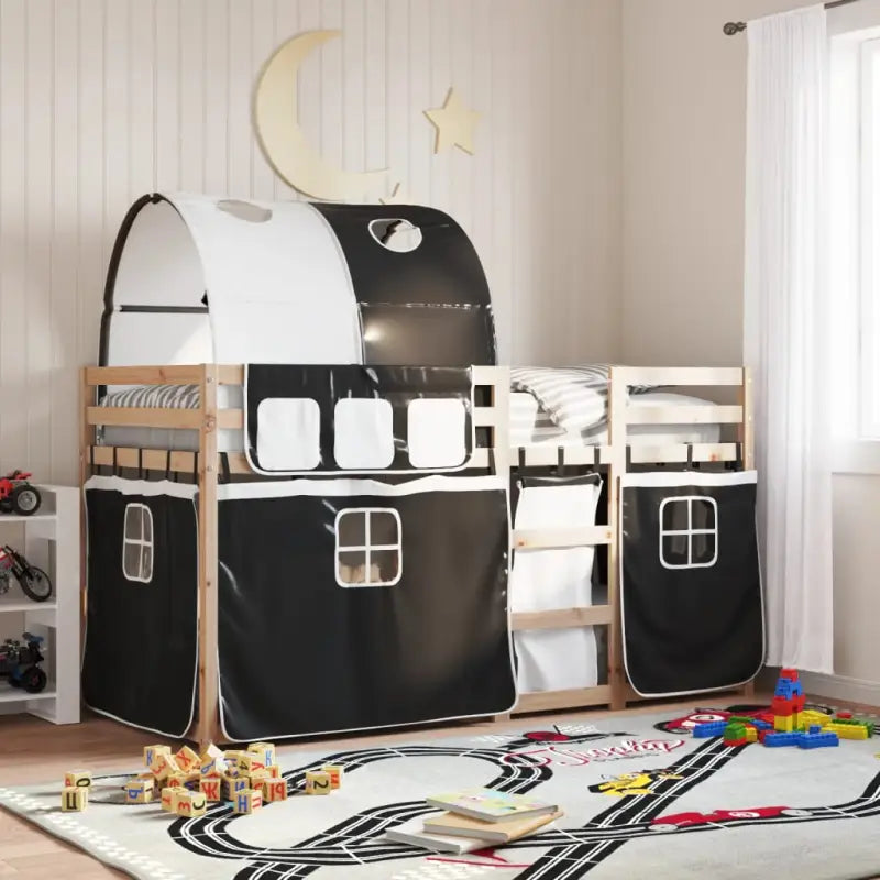 Metalen stapelbed van massief grenenhout voor kleine slaapkamers - Zwart / 80 x 200 cm - Bedden & bedframes