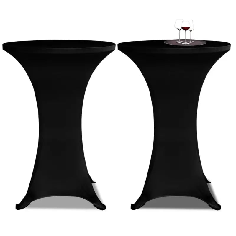 Meubelhoezen voor ronde statafels van stretch stof levering bestaat - Zwart / 80 cm / 2 - Meubelhoezen