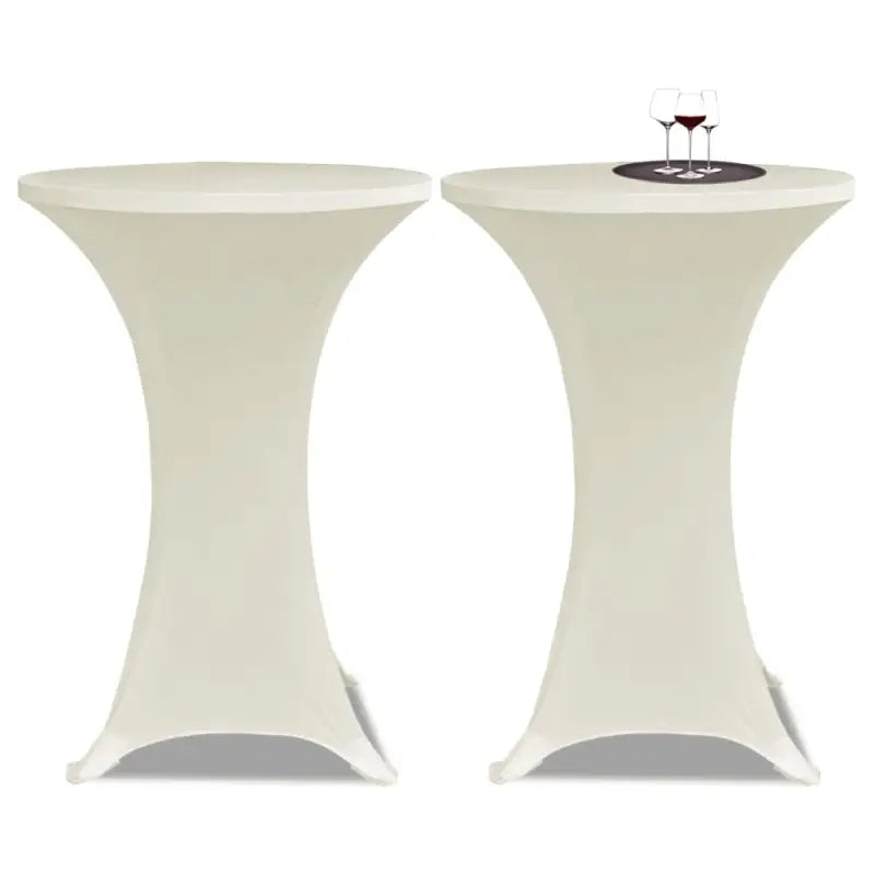 Meubelhoezen voor ronde statafels van stretch stof levering bestaat - Crème / 80 cm / 2 - Meubelhoezen