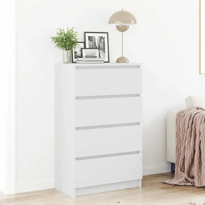 Minimalistisch bewerkt hout dressoir met 4 lades voor praktische opbergruimte - Wit / 1 - Dressoirs & buffetkasten