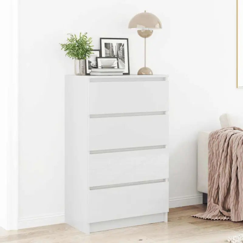 Minimalistisch bewerkt hout dressoir met 4 lades voor praktische opbergruimte - Hoogglans wit / 1 - Dressoirs &