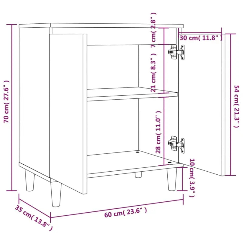 Minimalistisch dressoir van bewerkt hout in grijs sonoma - Dressoirs & buffetkasten