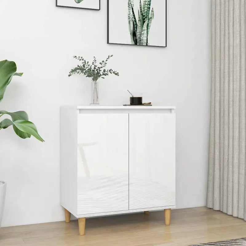 Minimalistisch dressoir van bewerkt hout in grijs sonoma - Hoogglans wit / 1 - Dressoirs & buffetkasten