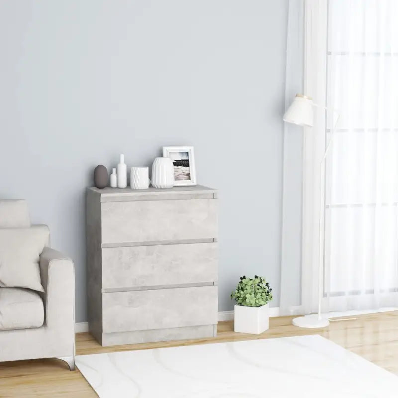 Minimalistisch dressoir van bewerkt hout met opbergruimte - Betongrijs / 1 - Dressoirs & buffetkasten