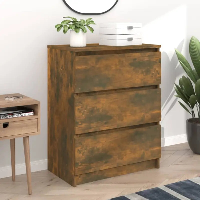 Minimalistisch dressoir van bewerkt hout met opbergruimte - Gerookt eiken / 1 - Dressoirs & buffetkasten