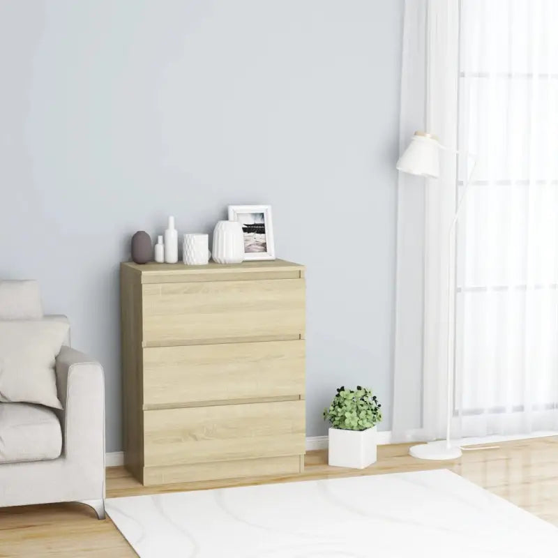 Minimalistisch dressoir van bewerkt hout met opbergruimte - Sonoma eiken / 1 - Dressoirs & buffetkasten