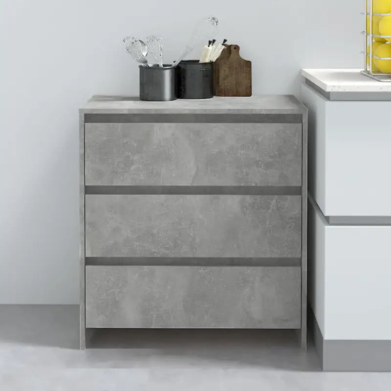 Minimalistisch dressoir van bewerkt hout met praktische opbergruimte - Betongrijs / 1 - Dressoirs & buffetkasten