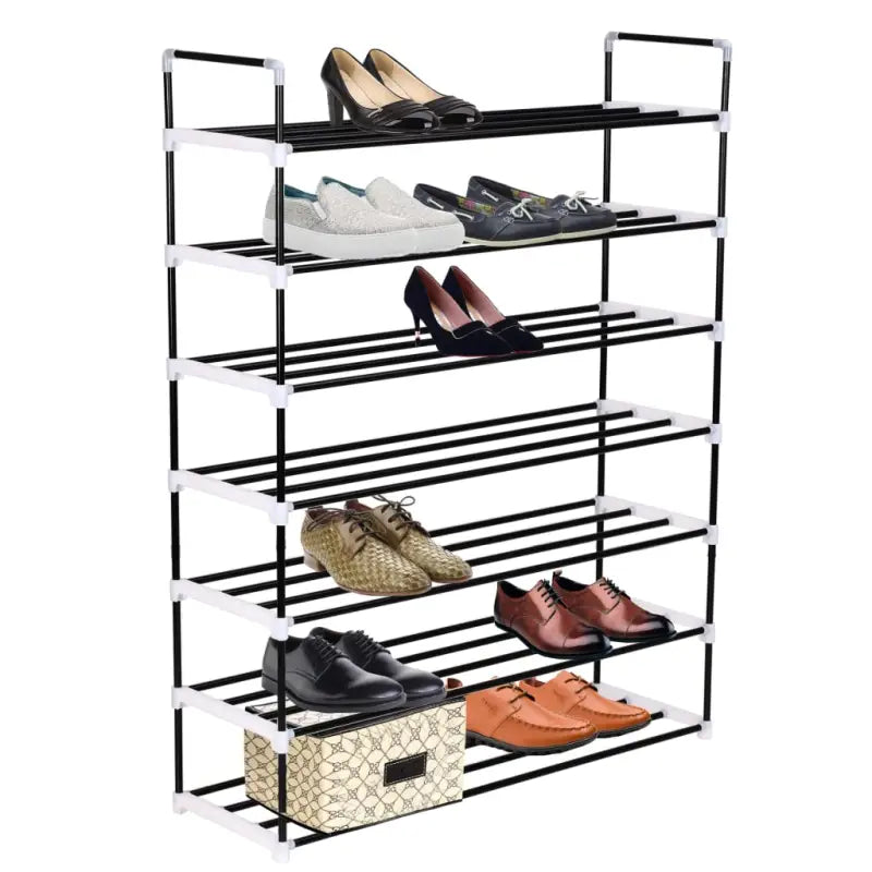 Minimalistisch schoenenrek met metalen buisframe voor praktische opbergruimte - Zwart / 1 - Schoenenrekken